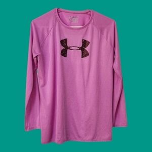 3/$20 UNDER ARMOUR Pink Long Sleeve Heatgear Loose Dri-fit Workout Shirt